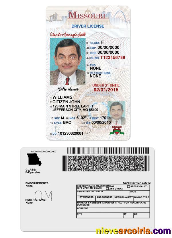 USA Missouri driving license